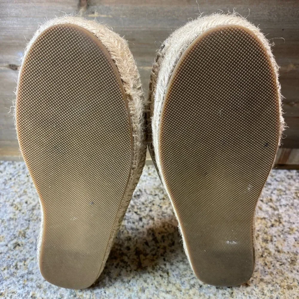 ✅Jack Rogers Tan Suede Patterned Details Espadrilles